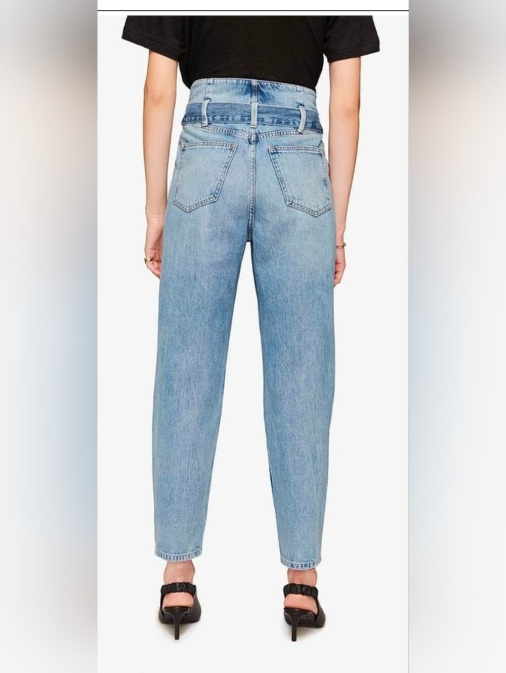 Anine Bing Everly Paper Bag Trousers In Pond  High Righ Ankle Size 26 Preppy - Picture 5 of 15